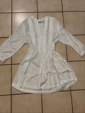 Chico’s White Sequin Tunic Top Size 3